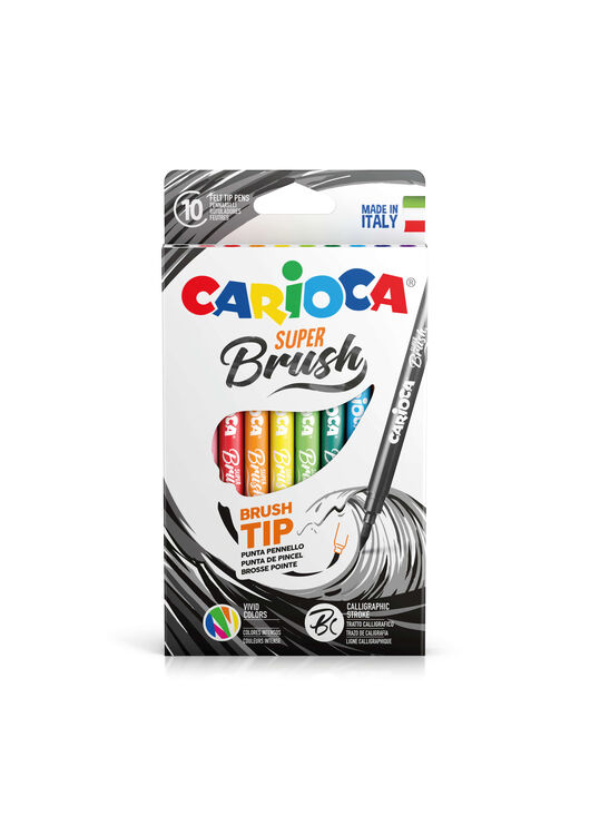 Carioca - Carioca Süper Brush Fırça Uçlu Keçeli Boya Kalemi 10'lu