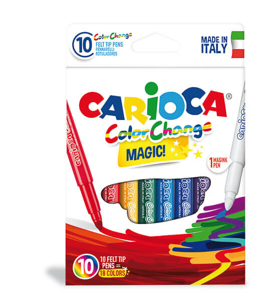 Carioca - Carioca Renk Değiştiren Sihirli Keçeli Kalemler (9 Renk + 1 Renk Değiştirici Beyaz Kalem)