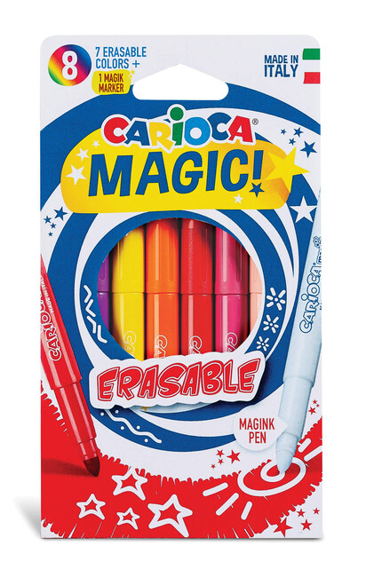 Carioca - Carioca Silinebilir Sihirli Keçeli Kalemler (7 Renk + 1 Düzeltici Beyaz Kalem)