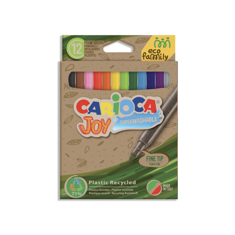Carioca - Carioca Ecofamily Joy Süper Yıkanabilir Keçeli Boya Kalemi 12'li