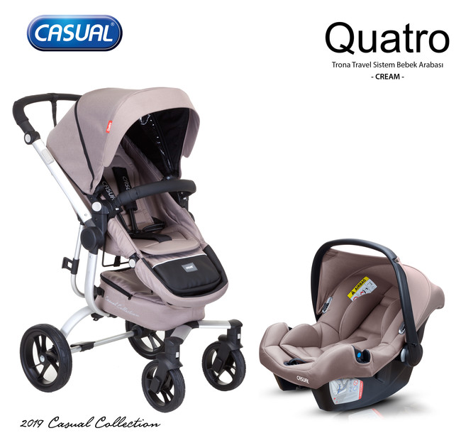 Casual Quatro Trona Travel Sistem Bebek Arabası - Krem - Thumbnail