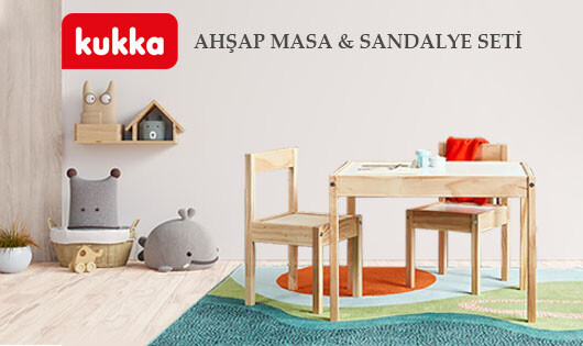 Kukka Ahşap Masa & Sandalye Seti - Thumbnail